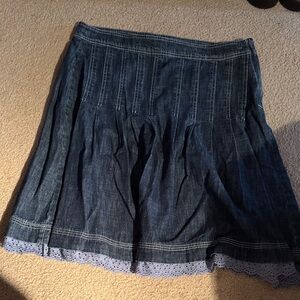 Denim Blue Skirt with Lace Trim NWOT